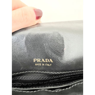 Prada Milano Gold Chain Straps Quilted Velvet Crossbody Bag Women's Black