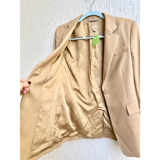 Hugo Boss Long Sleeve Notch Lapel Button Front Blazer Jacket Beige Women's US 4