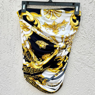 Versace Rodeo Queen Baroque Print Set Mini Skirt W/ Scarf Set Black Women's US 2