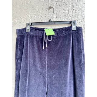 Nili Lotan High Rise Drawstring Velvet Pull On Jogger Pants Purple Womens Size L