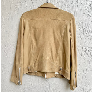 IRO Long Sleeve Suede 100% Lamb Leather Adila Jacket Tan Women's Size FR 40/US 8