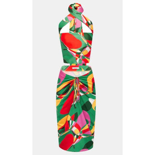 With Jean Gathered Noami Midi Skirt + Scarf Style Top Set Multicolor Women's S