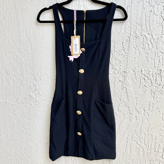 NWT Gapaz Sleeveless Square Neckline Marina Mini Dress Navy Blue Women's Small