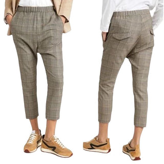 Nili Lotan High Rise 100% Wool Plaid Tapered leg Delancy Pants Grey Women's US 8