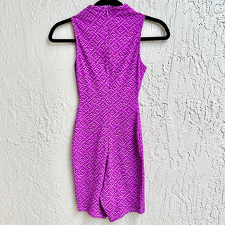 Fendi x Skims Sleeveless Printed Logo Crew Neck Jumpsuit Purple Women's Size XS