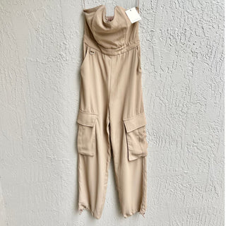 NWT Skylar Rose High Rise Strapless Cargo Corset Jumpsuit Beige Women's Size XS