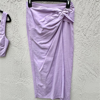 NWT Showpo. Crop Top&Knot Front Midi Skirt Gibson Two Piece Set Lilac Womens US2