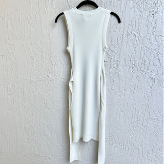 NWOT Toccin Rib Knitted Sleeveless Wrap Belt Mini Dress White Women's Size XS