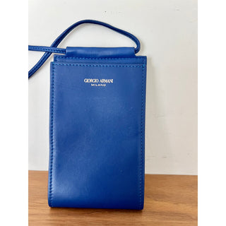 Giorgio Armani Leather Cellphone Crossbody Bag Cobalt Blue Women's