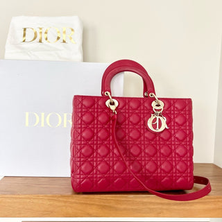 Dior Lady Dior large lamb skin cannage bag with box and receipt copy
