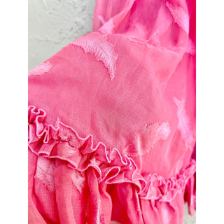 Keepsake Sleeveless Feather Smocked Ruffle Neckline Mini Dress Pink Womens US 4