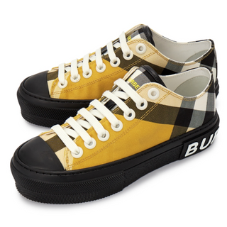 Burberry Jack Logo Print Check Low Top Sneakers Yellow/Black Women's Size EU 37