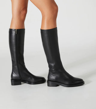 Tony Bianco Torres Leather Block Heel Mid-Calf Booties Black Como Womens US 8.5