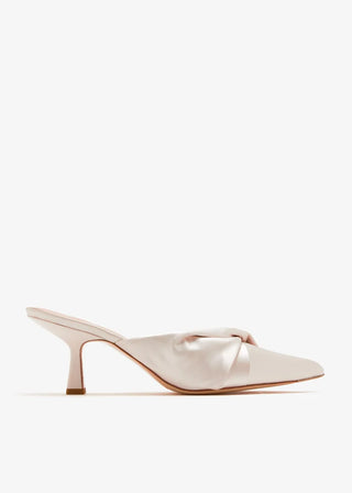 NWOT Loeffler Randall Tyla Satin Twist Pointed Toe Kitted Heel Mule Cream US 8.5