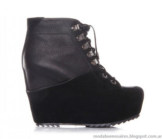 VTG YSL Yves Saint Laurent Ariane Lace Up Platform Wedge Booties Black EU 40