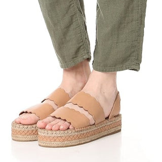 Zimmermann Leather Espadrille Slingback Platform Sandals Nude Women's Size 40