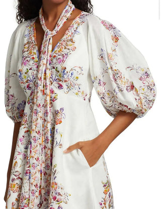 NWT Zimmermann The Prima Day Puff Sleeve V-Neck Mini Dress Multi Floral US 4