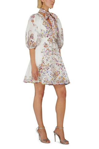 NWT Zimmermann The Prima Day Puff Sleeve V-Neck Mini Dress Multi Floral US 4